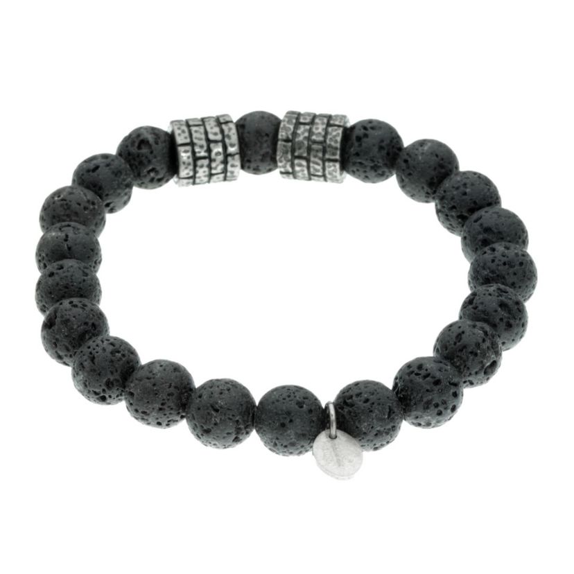 Stainless Steel and Lava Bead Bracelet
