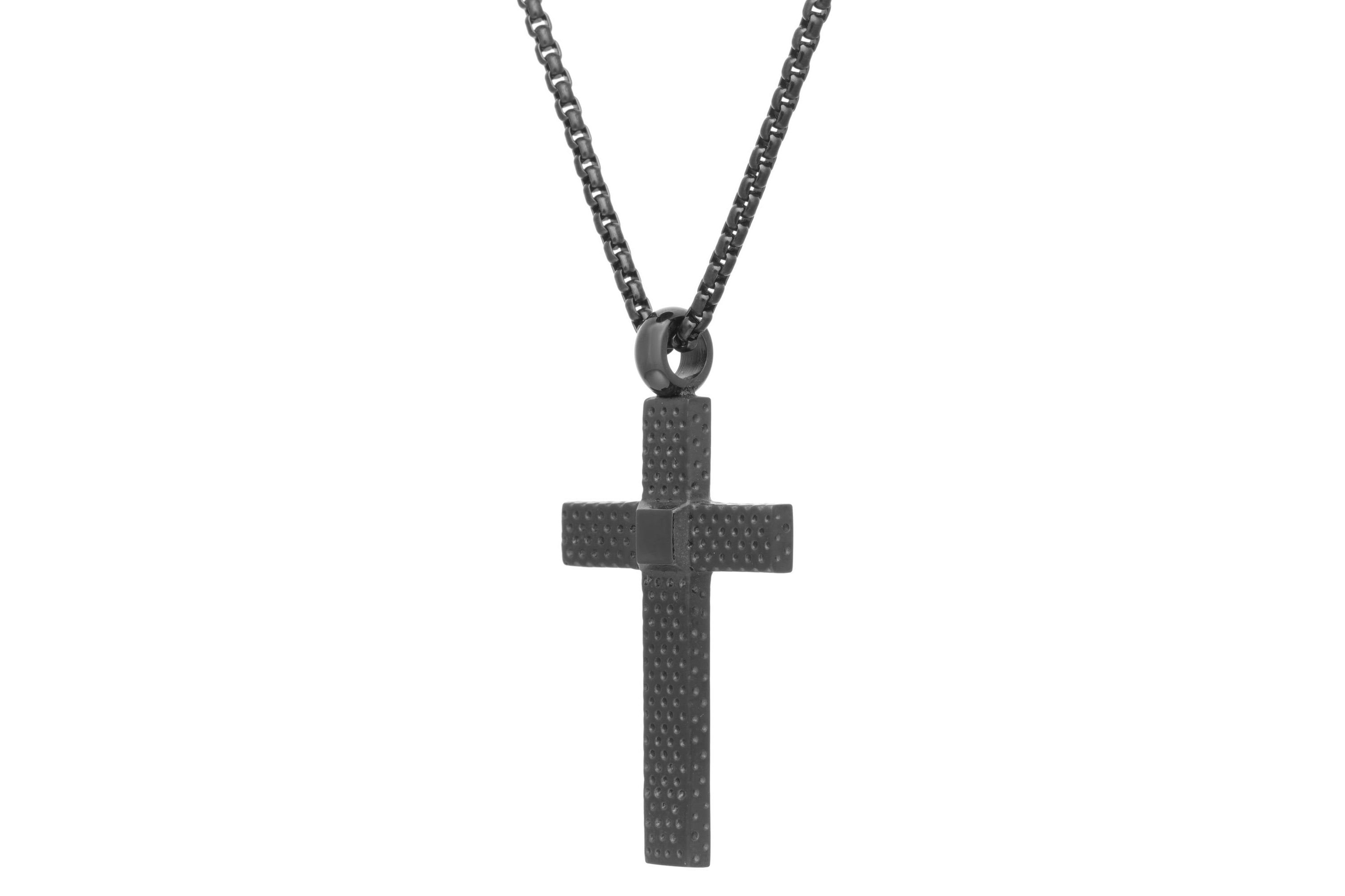 Stainless Steel Cross Pendant with Black Ion Plating