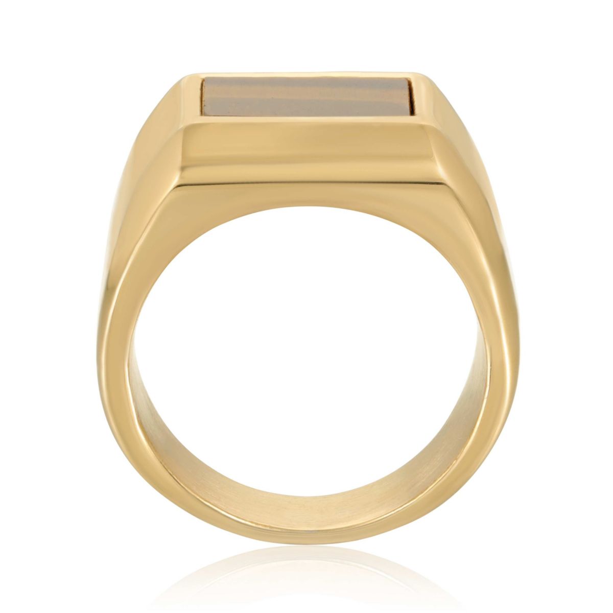 Goldtone Ion Plated Stainless Steel Tiger Eye Ring