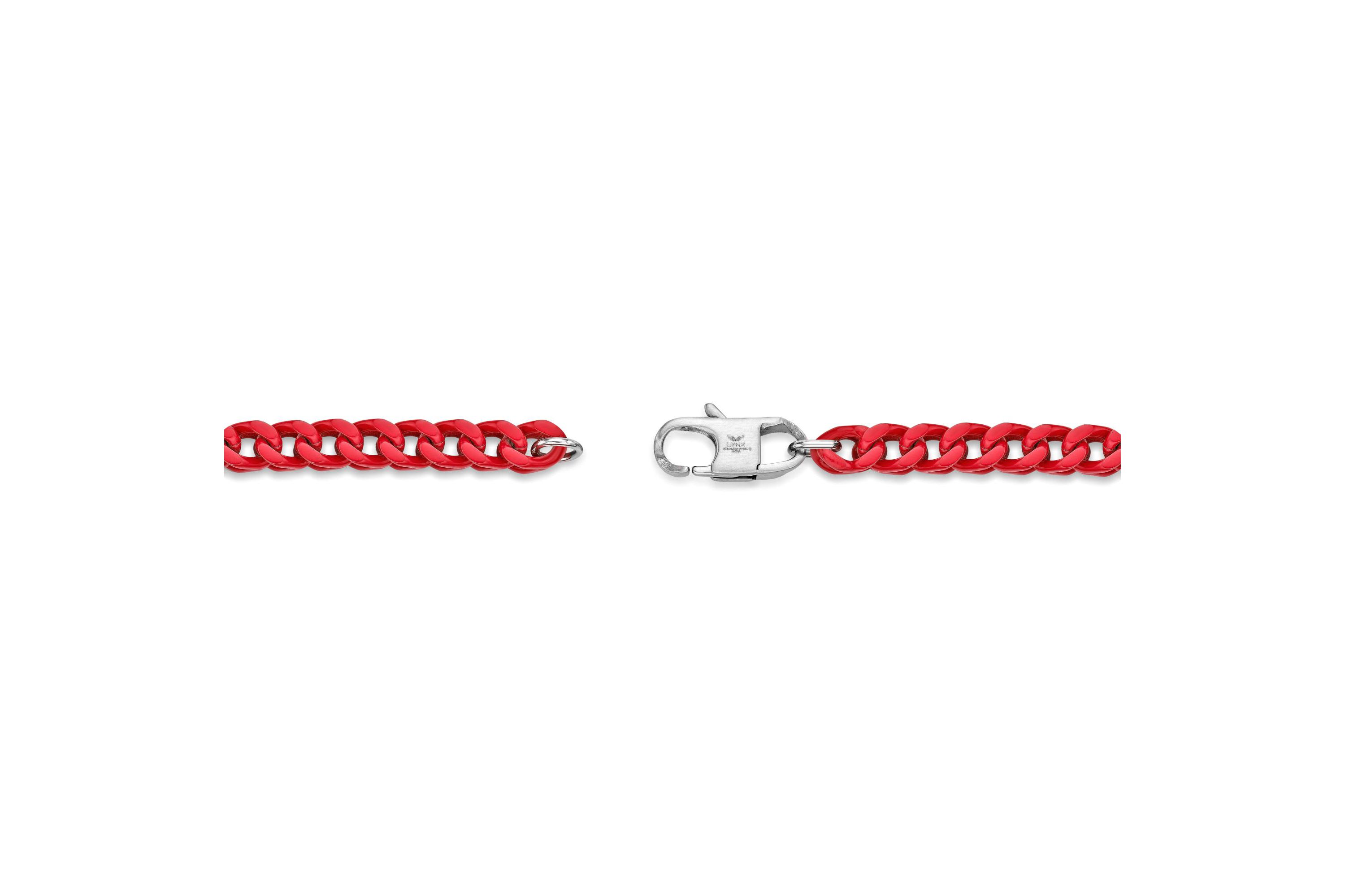 Stainless Steel Red Acrylic Franco Chain Bracelet