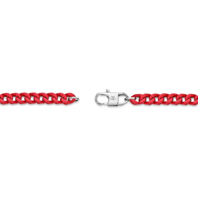 Stainless Steel Red Acrylic Franco Chain Bracelet