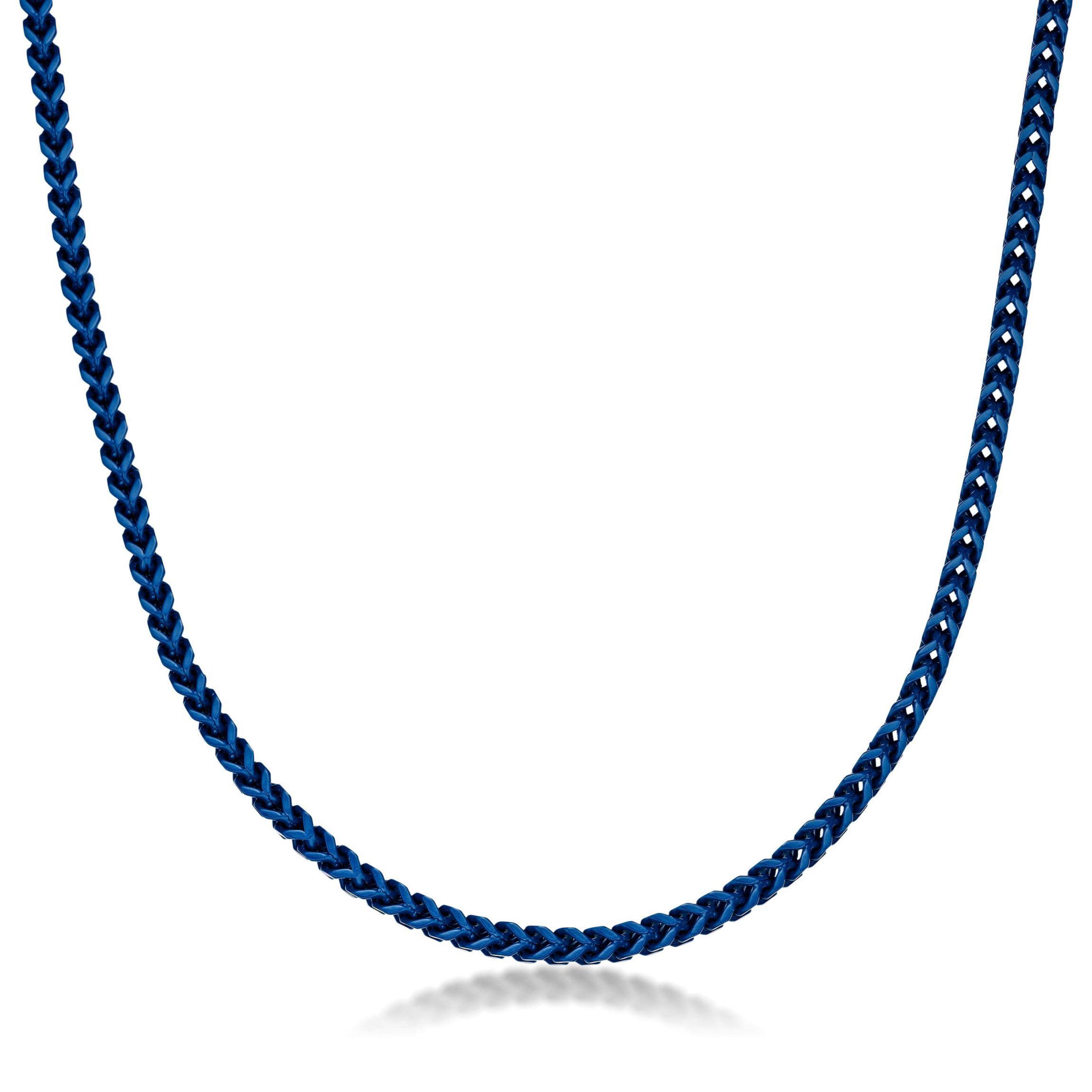 5mm Blue Acrylic Coated Stainless Steel Franco Necklace