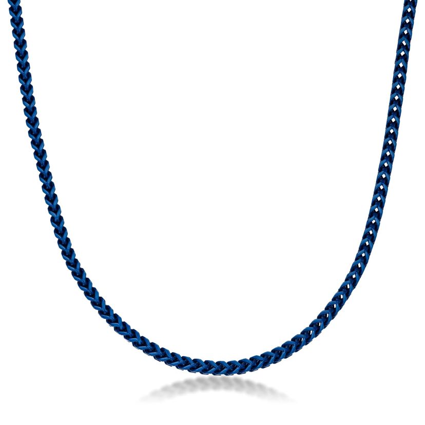 5mm Blue Acrylic Coated Stainless Steel Franco Necklace