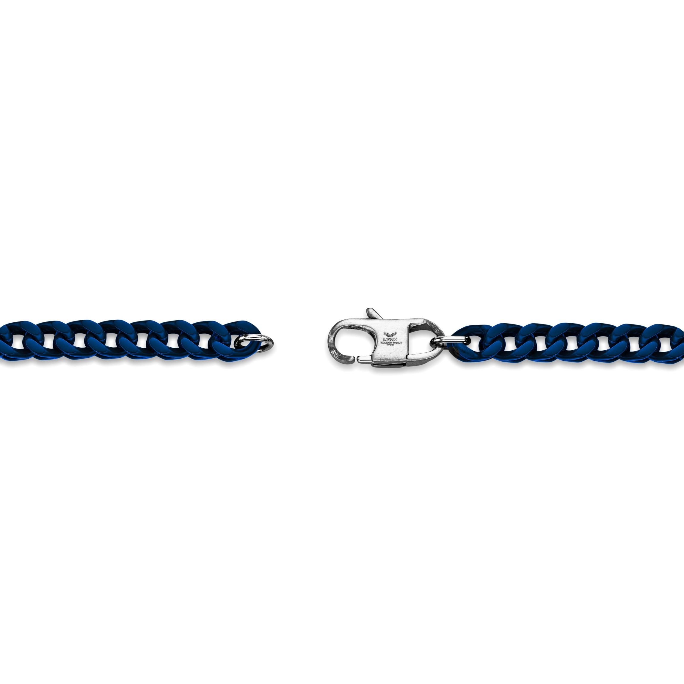 5mm Blue Acrylic Coated Stainless Steel Franco Necklace
