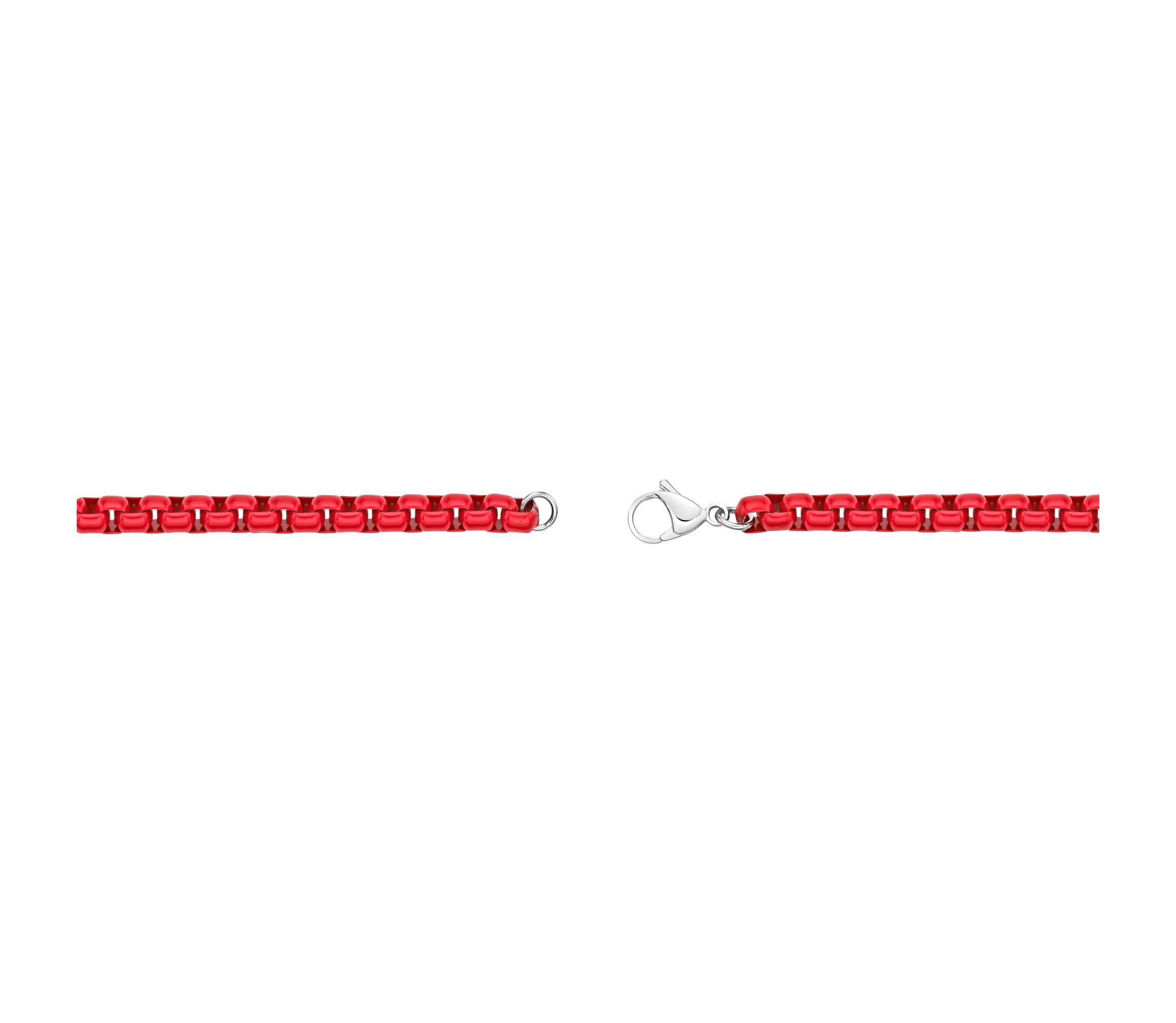 Stainless Steel Red Acrylic Box Chain Bracelet
