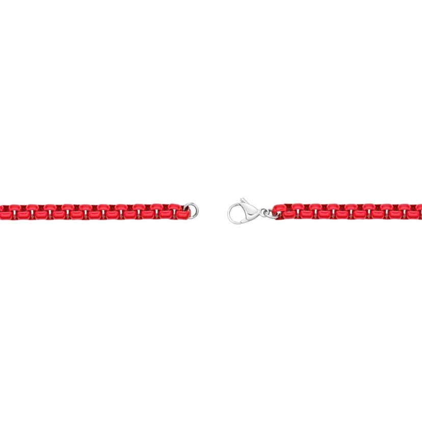 Stainless Steel Red Acrylic Box Chain Bracelet