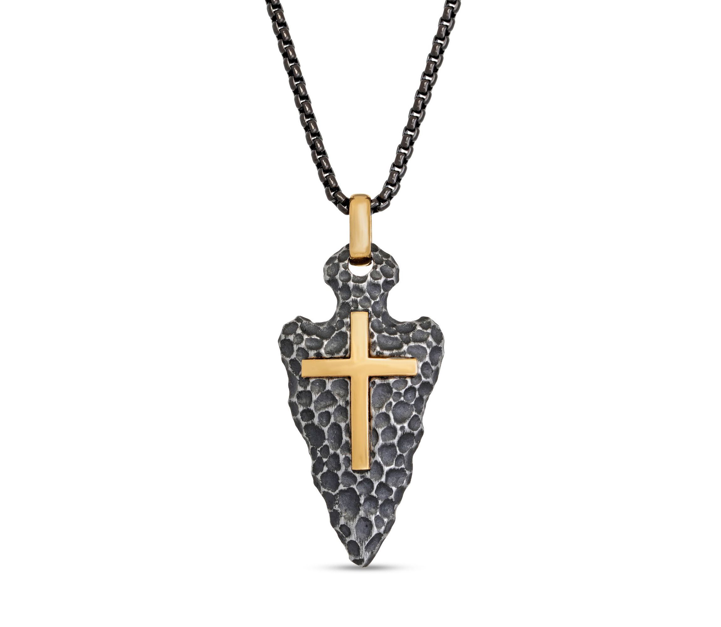 Stainless Steel Arrow Head Cross Pendant with Ion Plating
