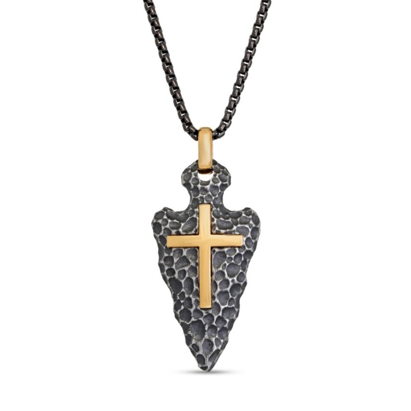 Stainless Steel Arrow Head Cross Pendant with Ion Plating