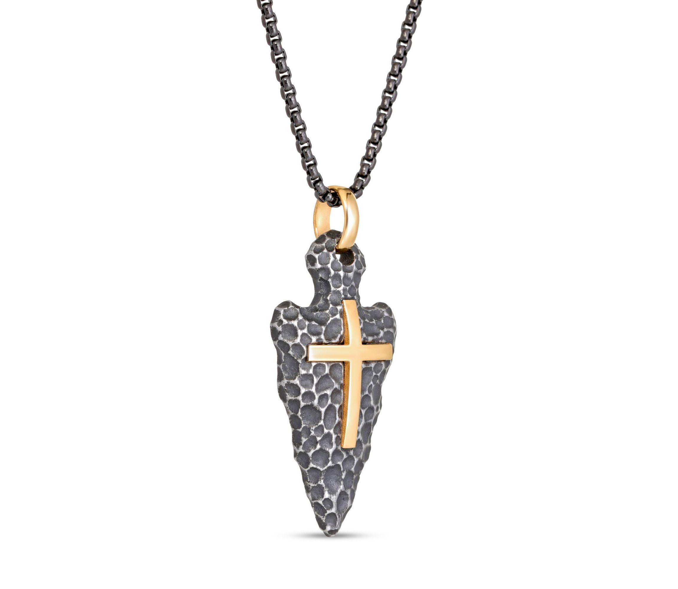Stainless Steel Arrow Head Cross Pendant with Ion Plating
