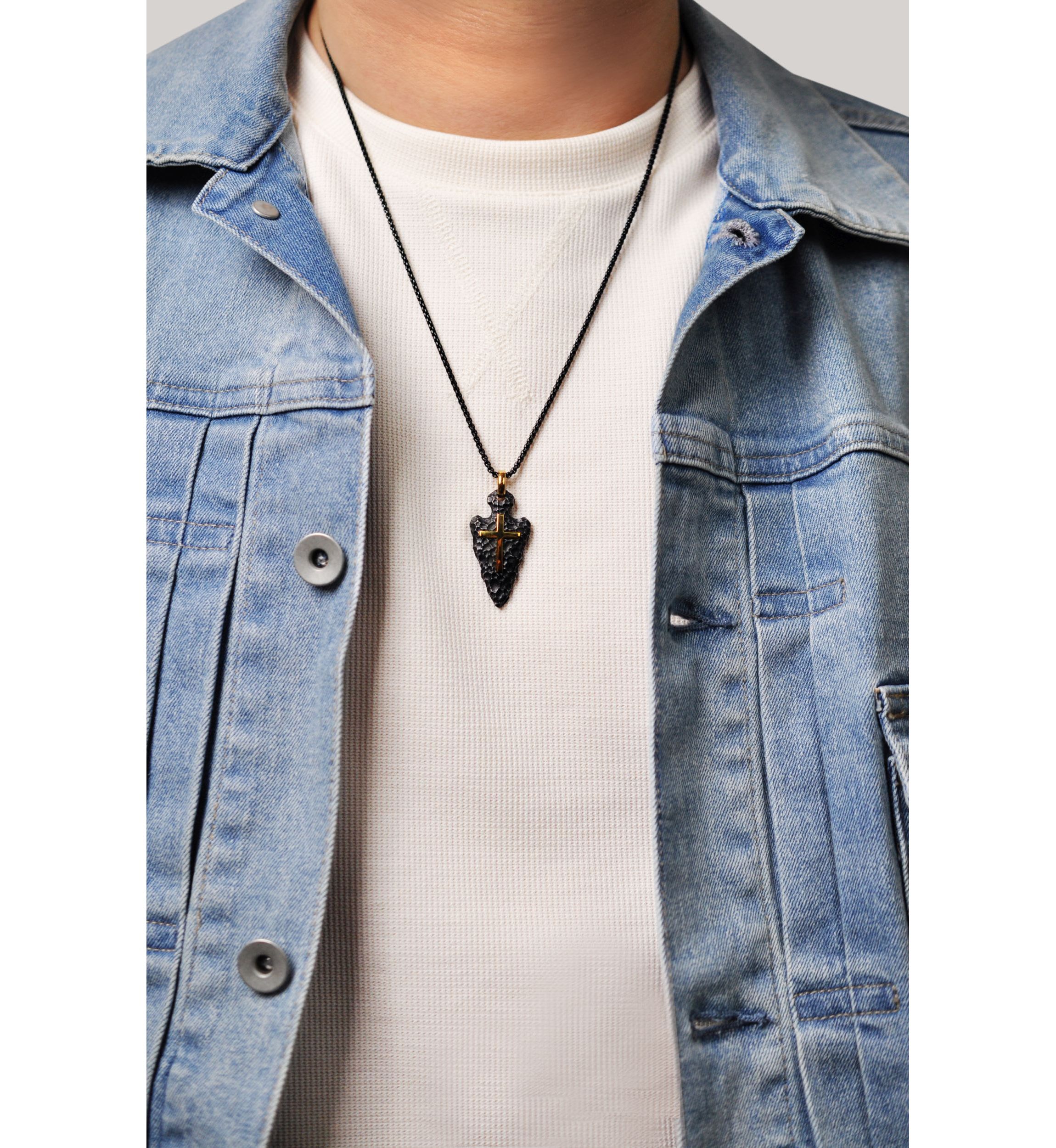 Stainless Steel Arrow Head Cross Pendant with Ion Plating