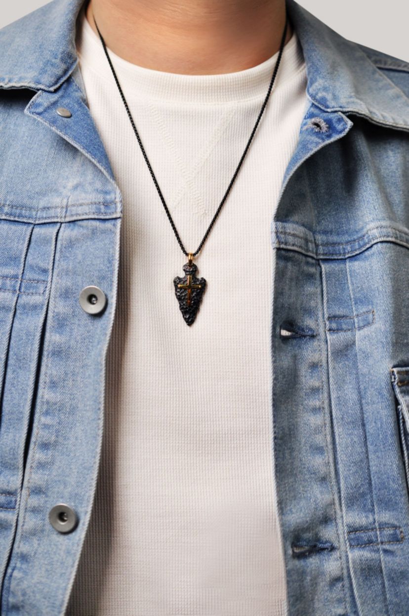 Stainless Steel Arrow Head Cross Pendant with Ion Plating
