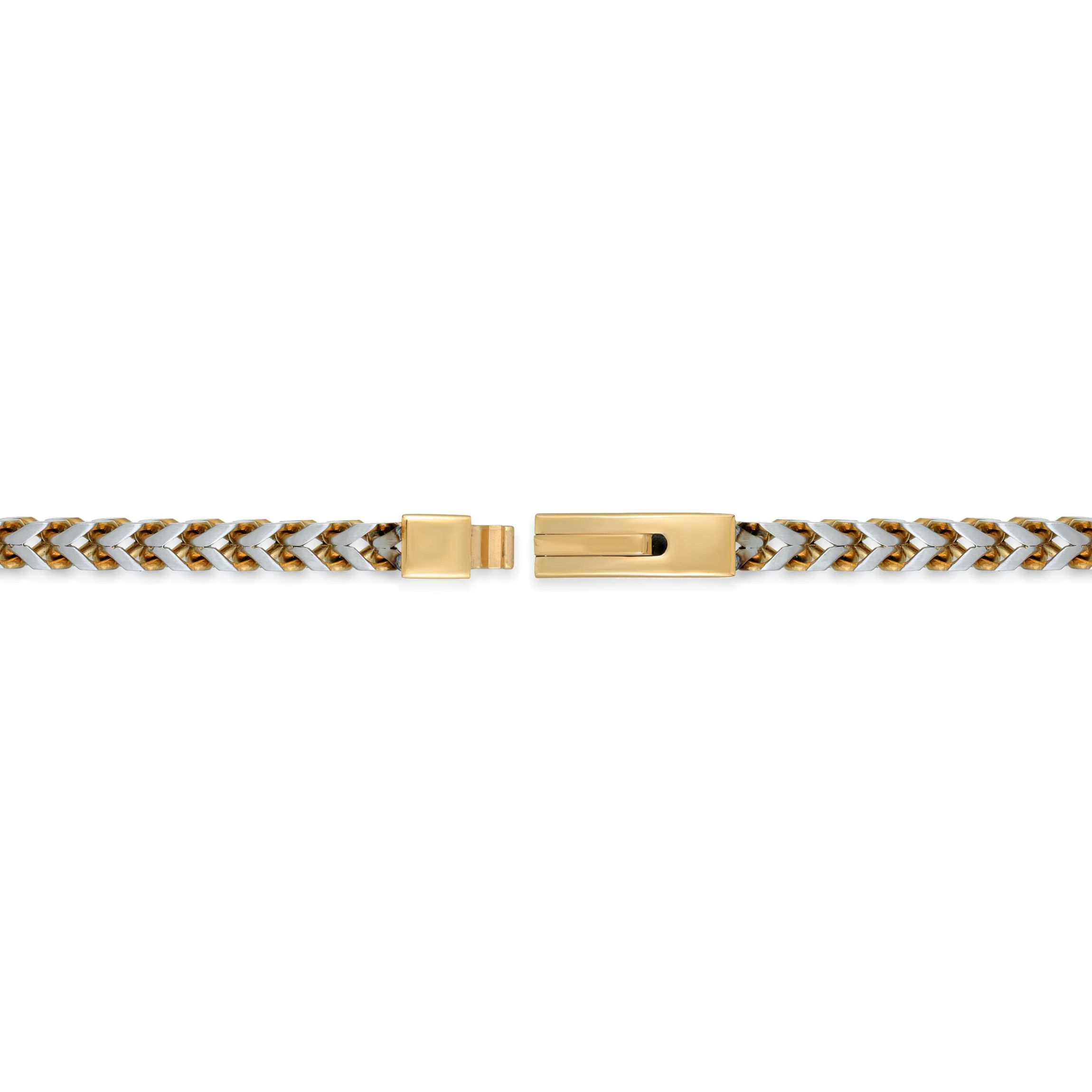 Stainless Steel Foxtail Chain Bracelet with Goldtone Ion Plating