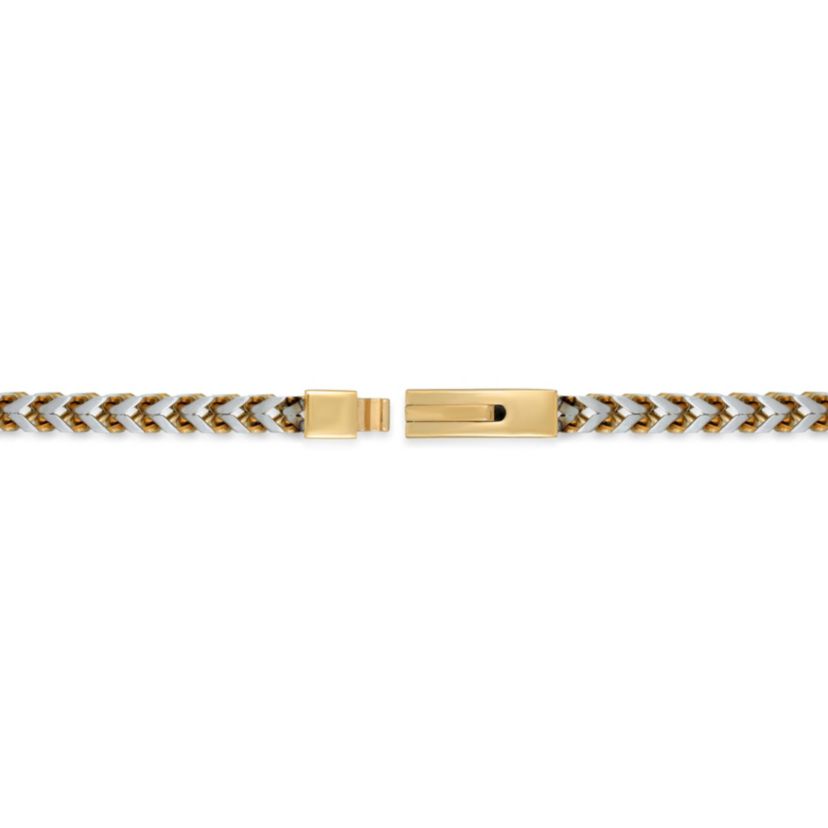 Stainless Steel Foxtail Chain Bracelet with Goldtone Ion Plating