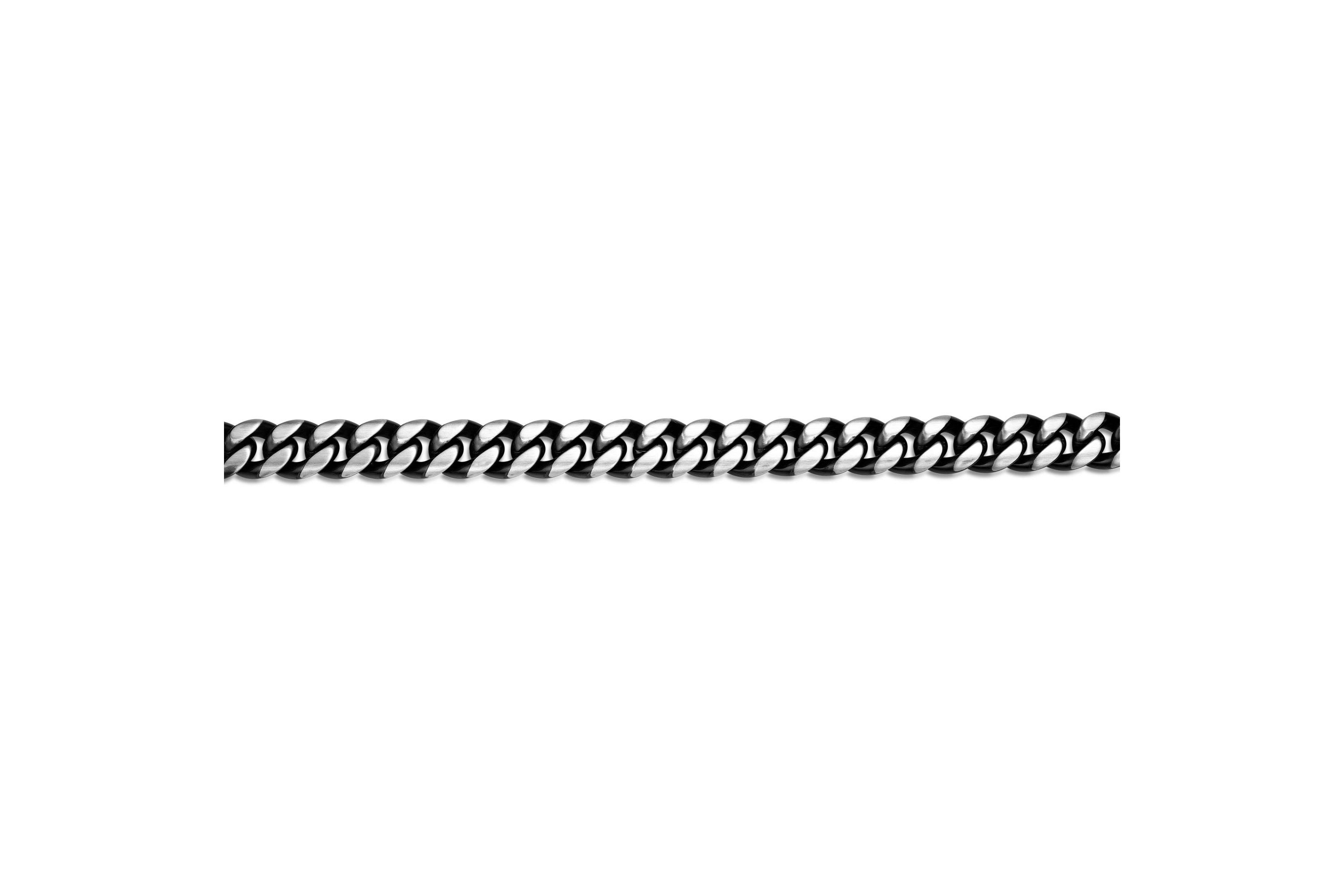Black Ion Plated Stainless Steel Curb Bracelet with Fancy Push Lock