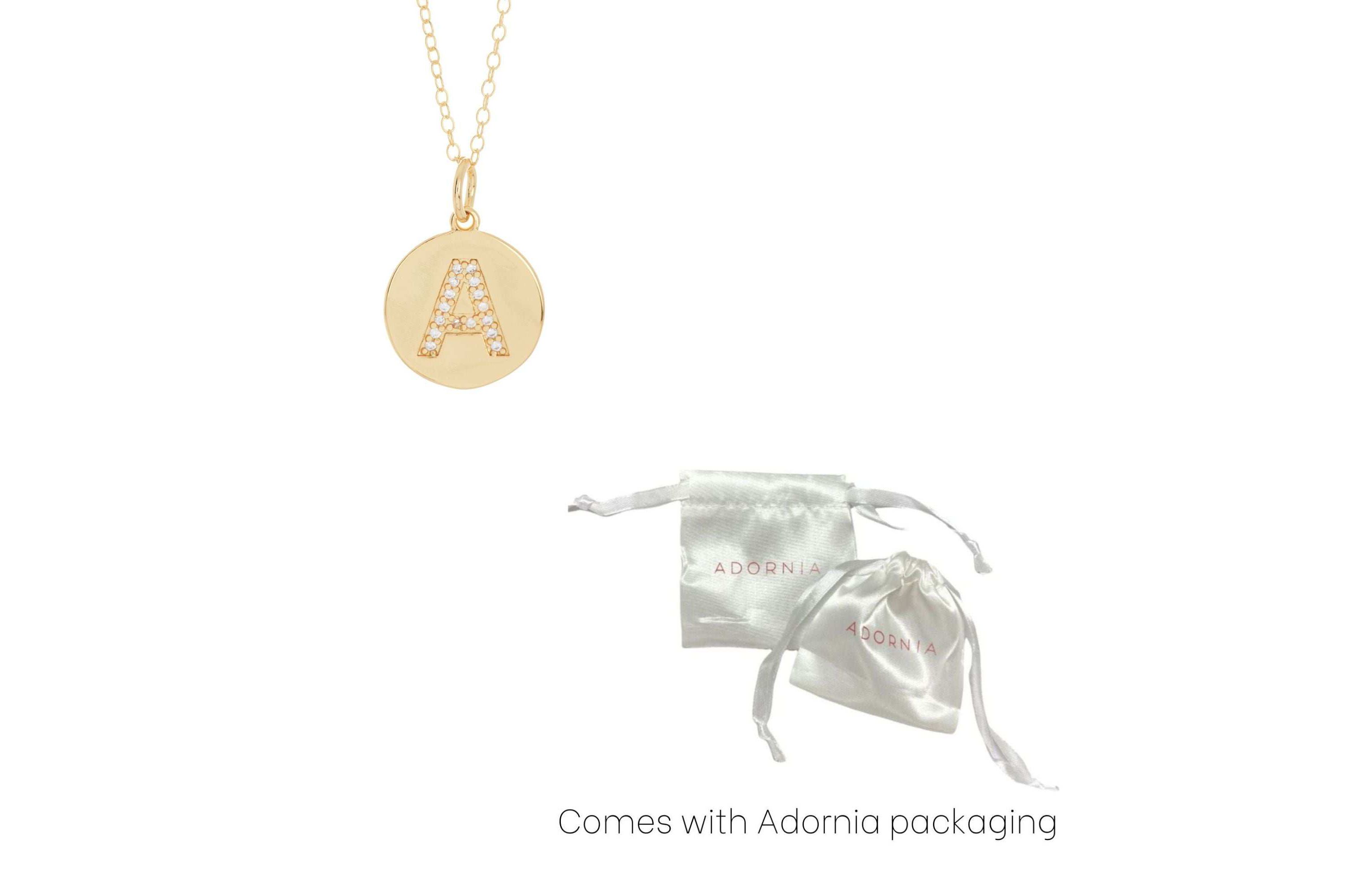 Tarnish Resistant 14k Gold Plated Initial Pave Disc Necklace