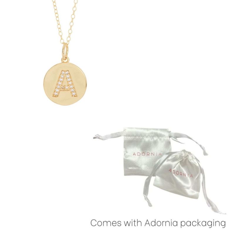 Tarnish Resistant 14k Gold Plated Initial Pave Disc Necklace