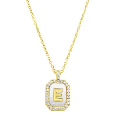 Adornia 14k Gold Plated White Mother-of-Pearl Initial Tablet Necklace