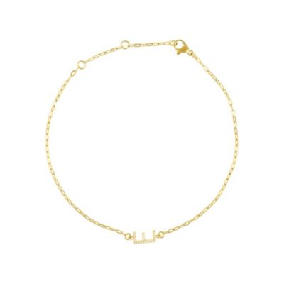 Adornia 14k Gold Plated Pave CZ Sideways Initial Anklet