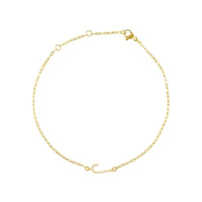 Adornia 14k Gold Plated Pave CZ Sideways Initial Anklet