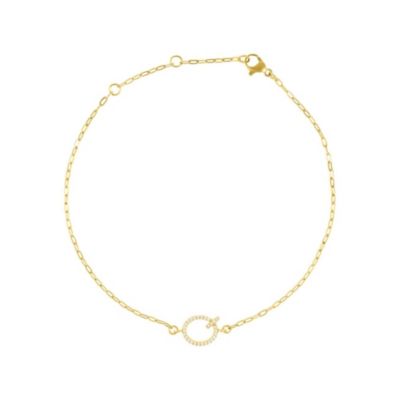 Adornia 14k Gold Plated Pave CZ Sideways Initial Anklet