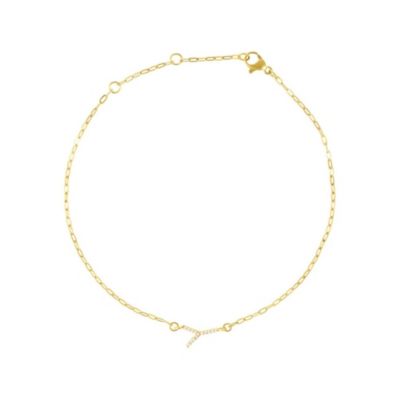 Adornia 14k Gold Plated Pave CZ Sideways Initial Anklet