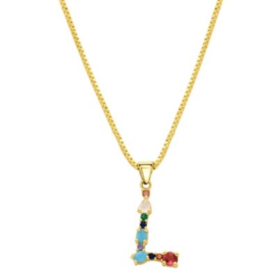 Adornia 14k Gold Plated Multi Color Stone Initial Necklace