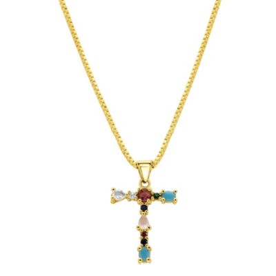 Adornia 14k Gold Plated Multi Color Stone Initial Necklace