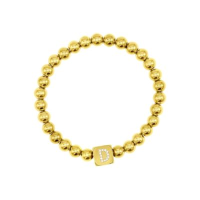 Adornia 14k Gold Plated Initial Cube Stretch Bracelet, 8 in