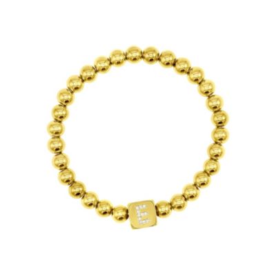 Adornia 14k Gold Plated Initial Cube Stretch Bracelet, 8 in