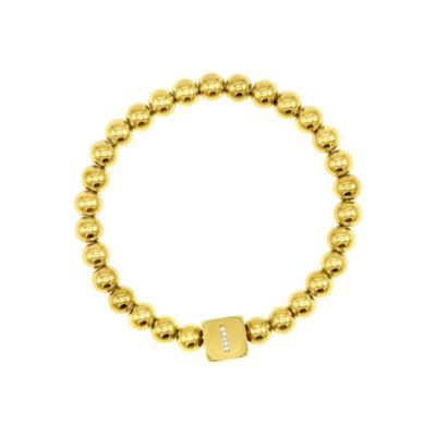 Adornia 14k Gold Plated Initial Cube Stretch Bracelet, 8 in
