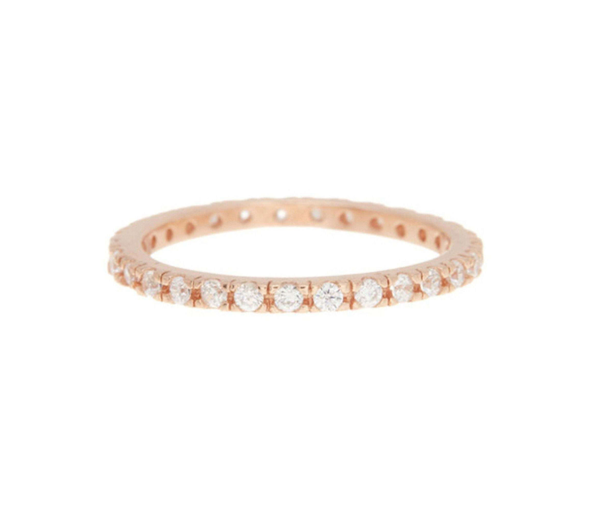 14k Rose Gold Plated Crystal Eternity Band Ring