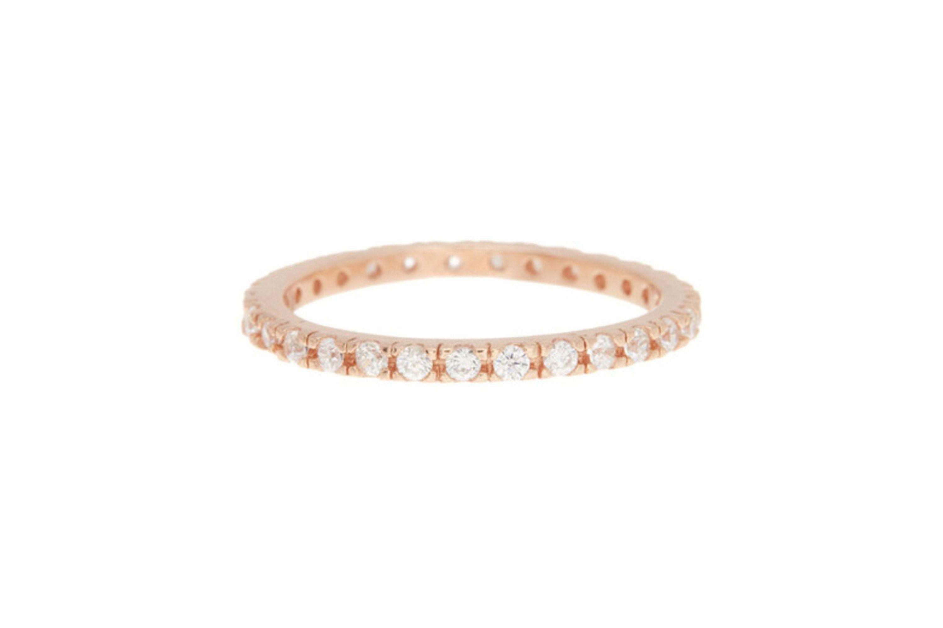 14k Rose Gold Plated Crystal Eternity Band Ring