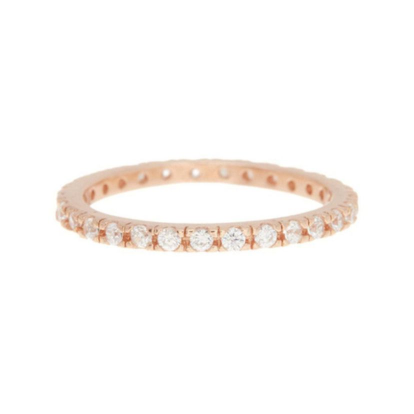 14k Rose Gold Plated Crystal Eternity Band Ring