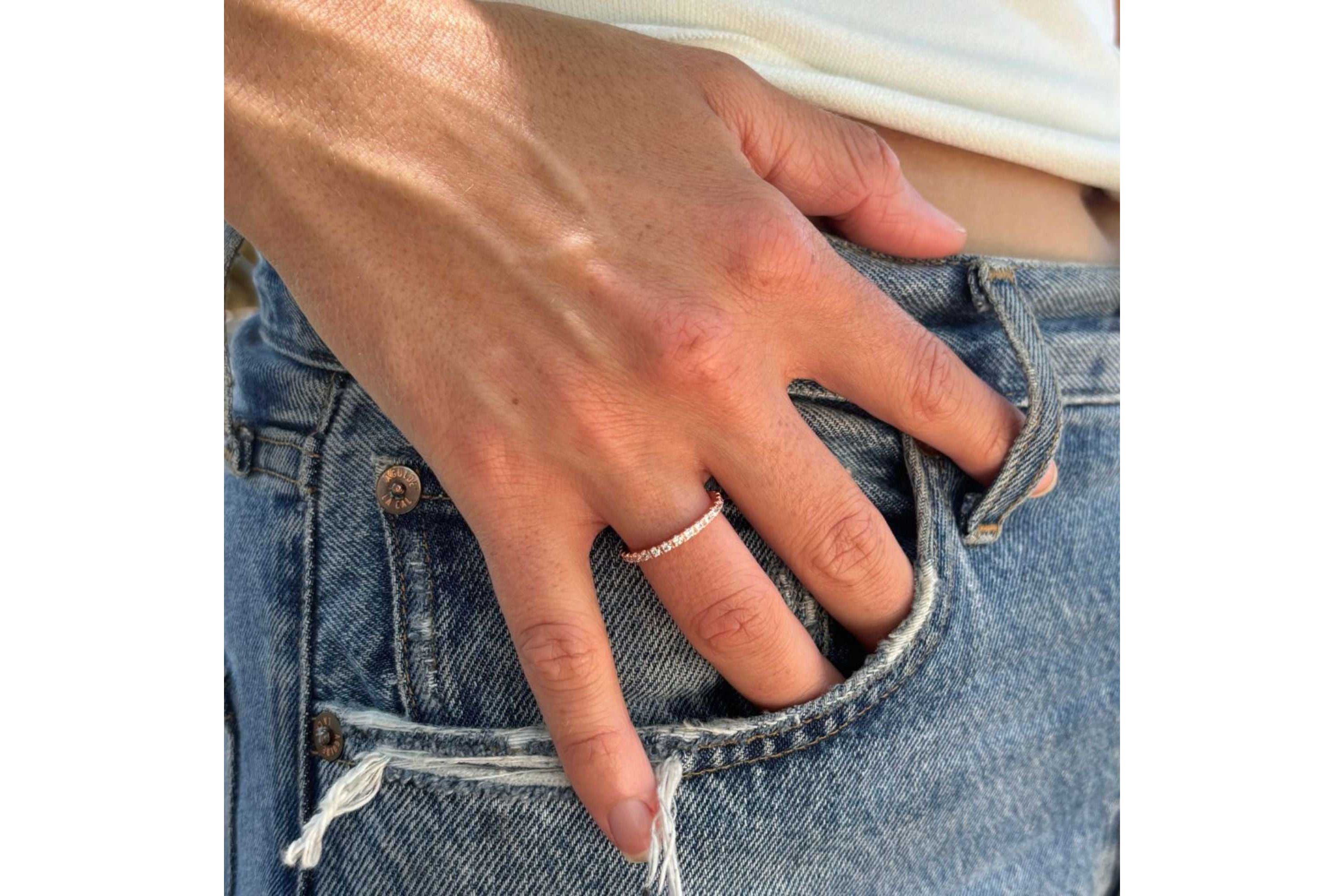 14k Rose Gold Plated Crystal Eternity Band Ring