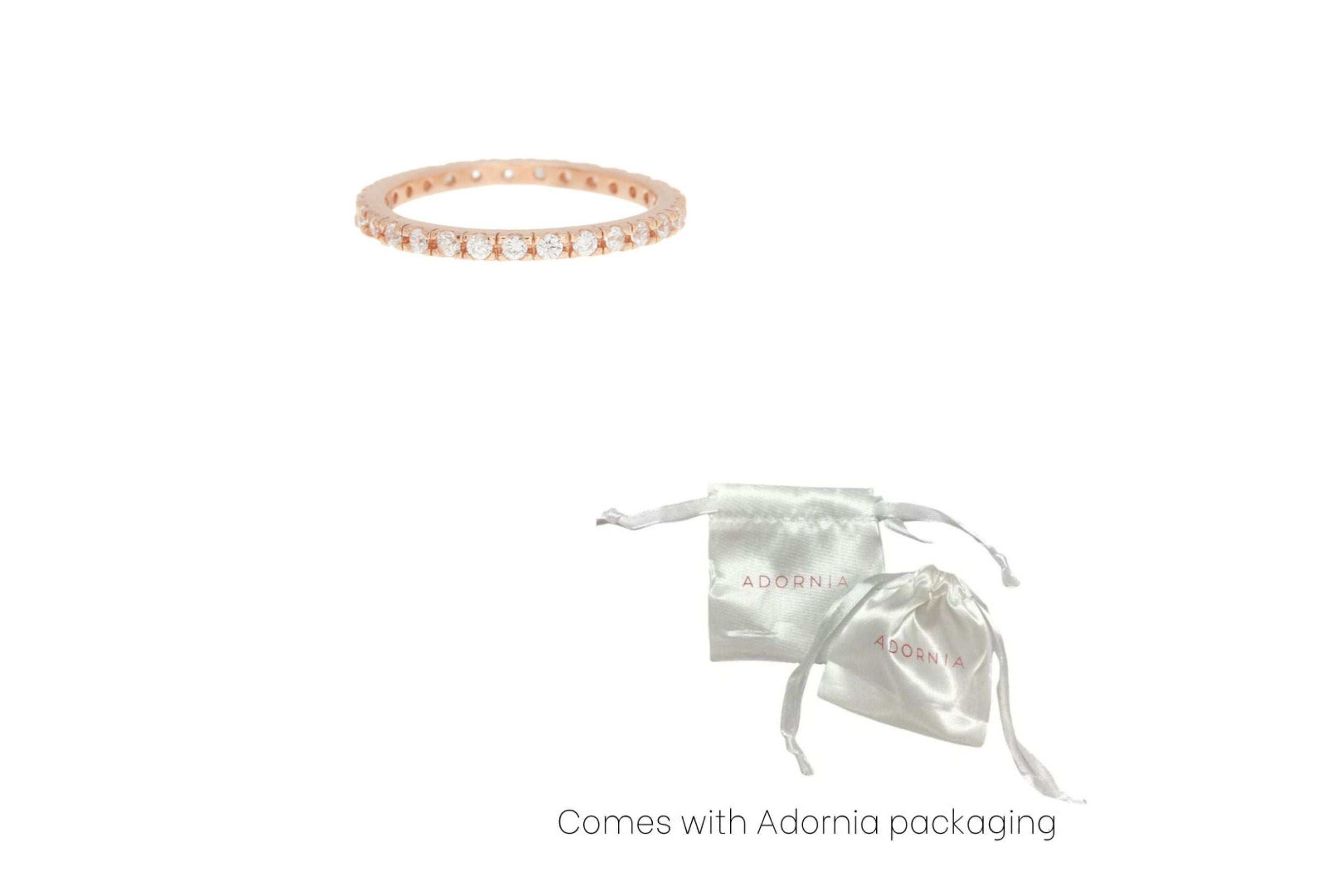 14k Rose Gold Plated Crystal Eternity Band Ring