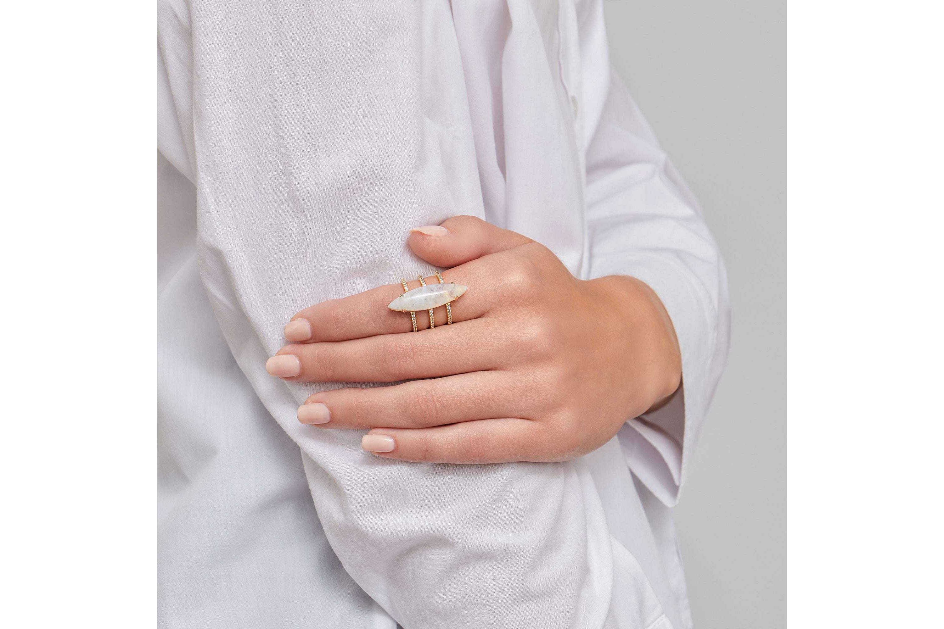 14k Gold Vermeil Moonstone Marquis Ring