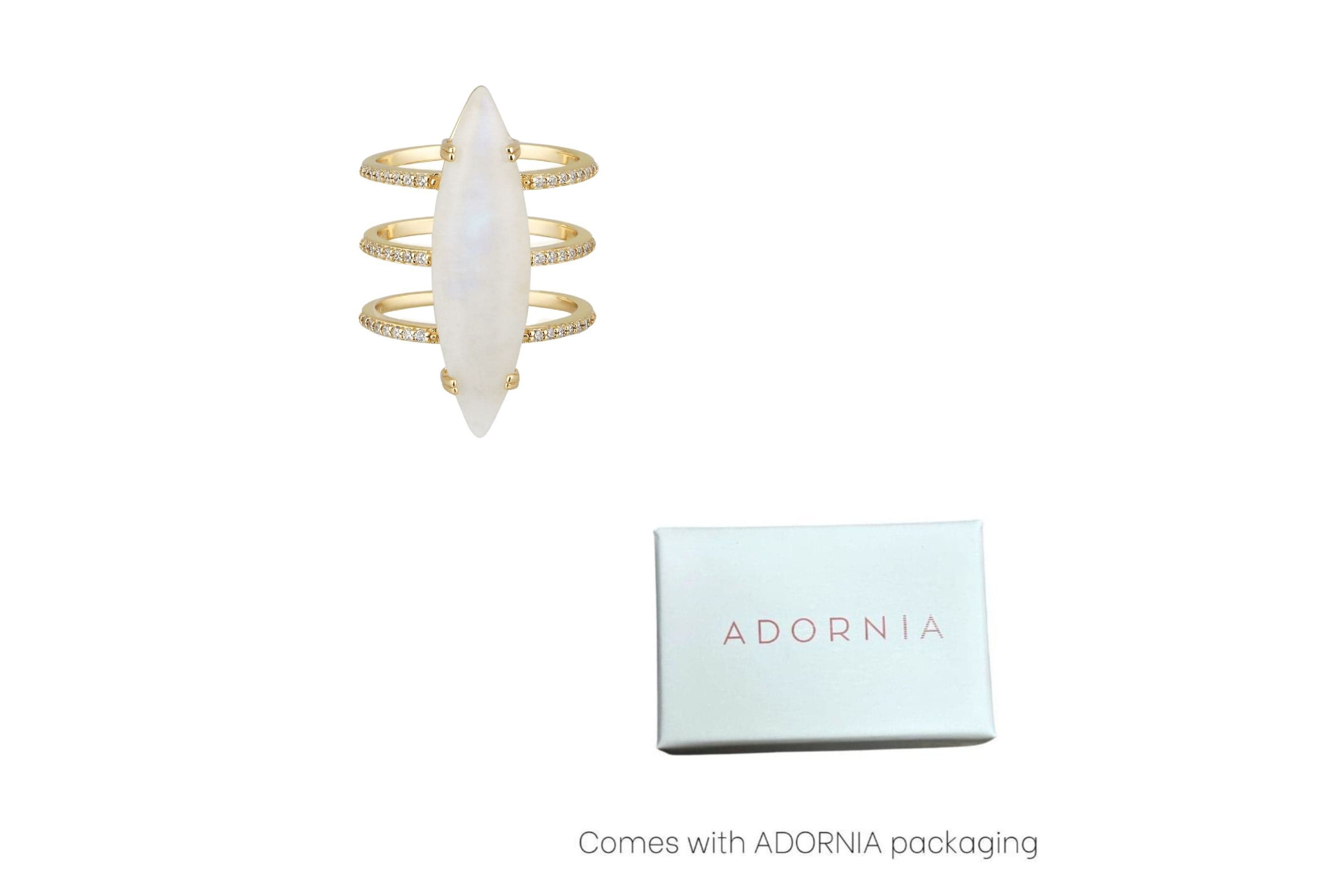 14k Gold Vermeil Moonstone Marquis Ring