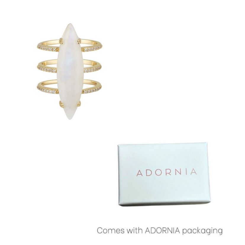 14k Gold Vermeil Moonstone Marquis Ring