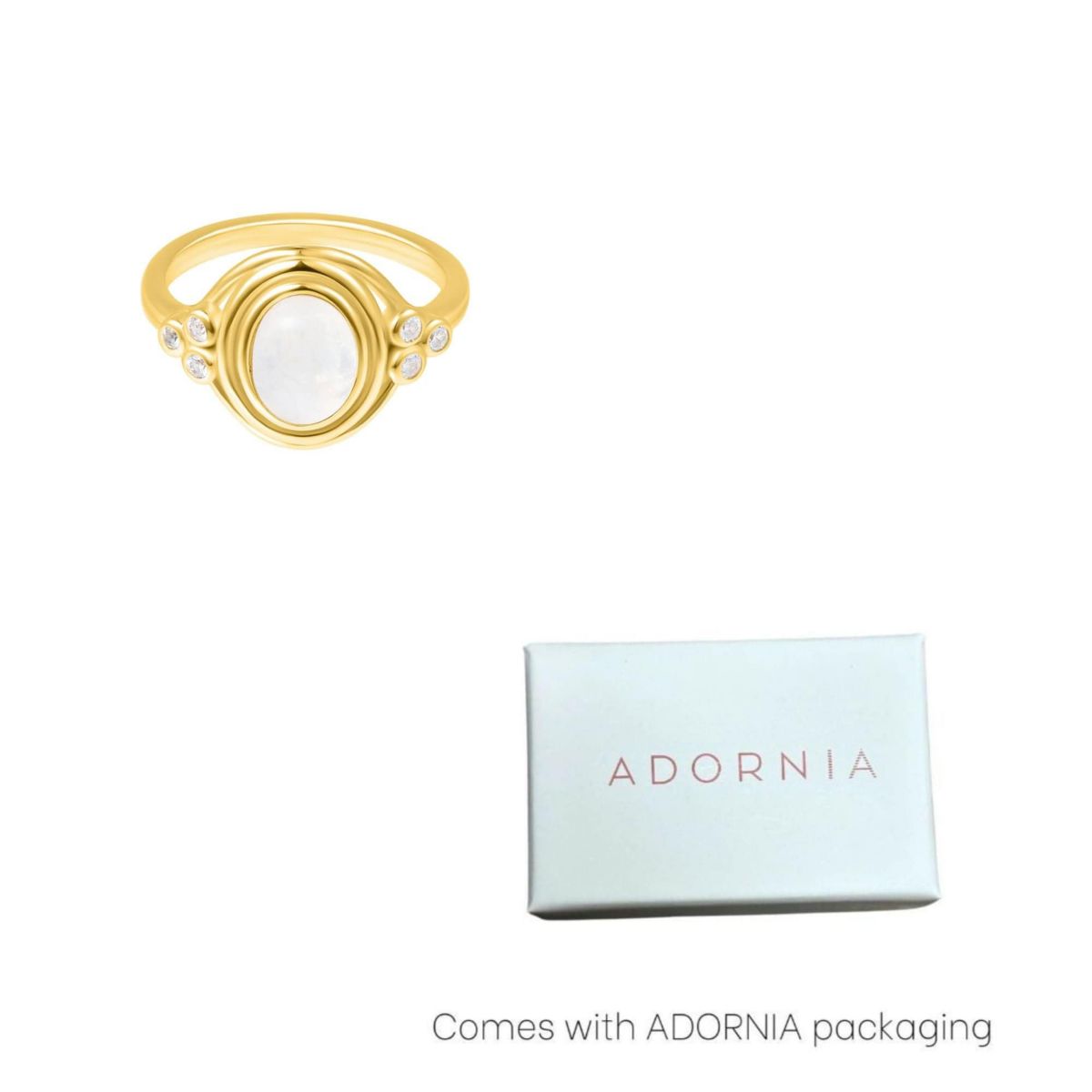 Moonstone Ring with Side Stones 14k gold vermeil