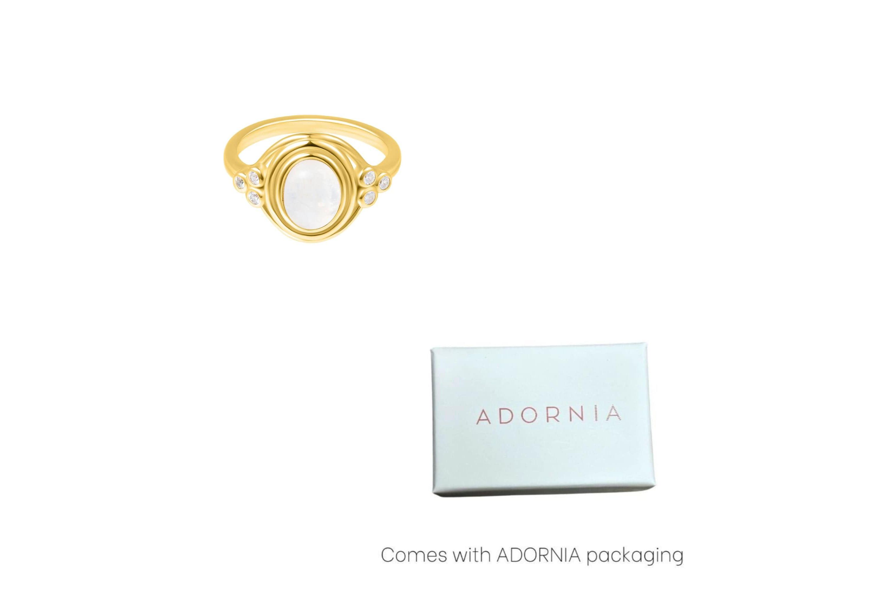 Moonstone Ring with Side Stones 14k gold vermeil