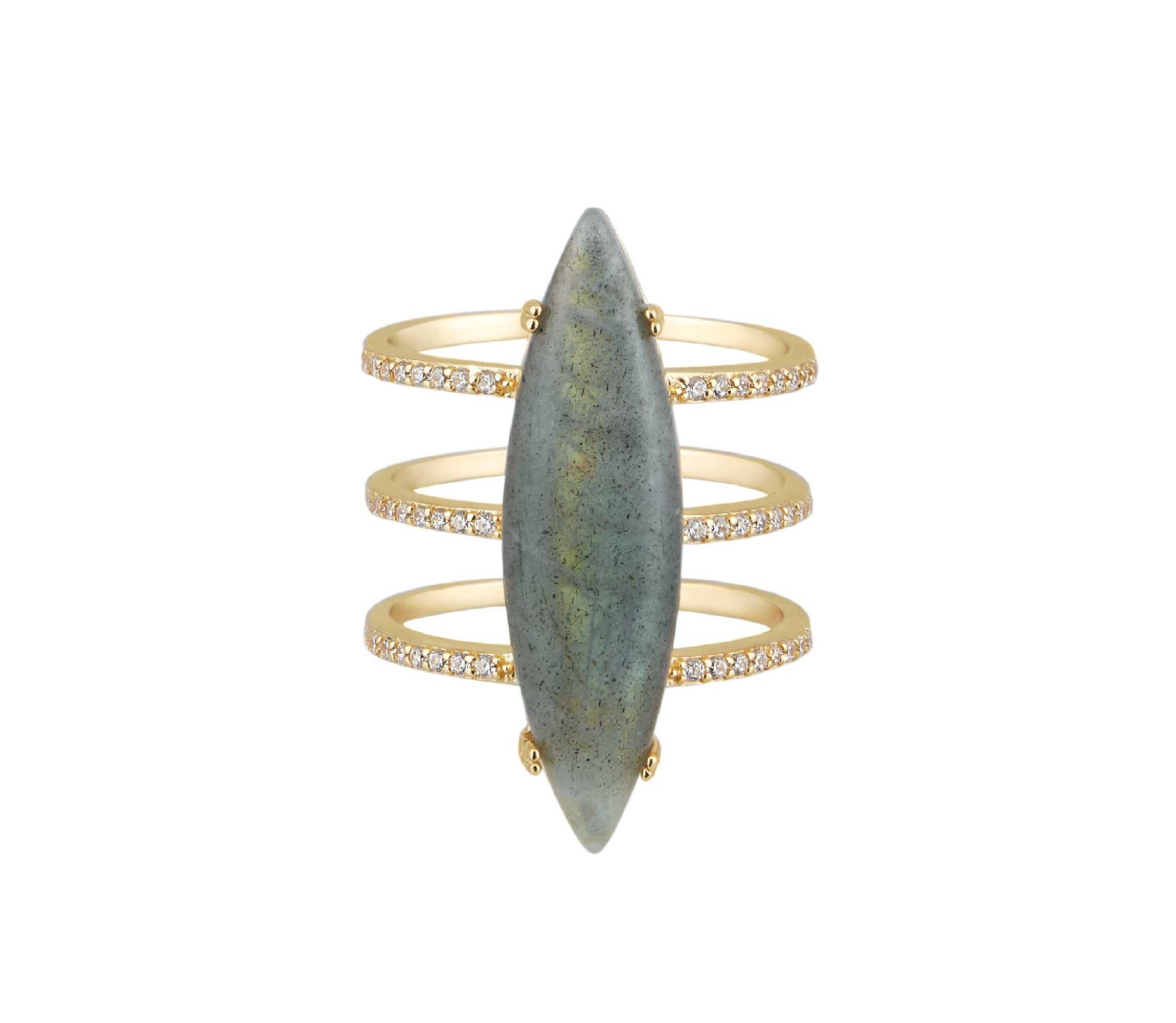14k Gold Vermeil Labradorite Marquis Ring