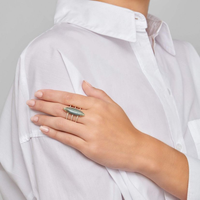 14k Gold Vermeil Labradorite Marquis Ring