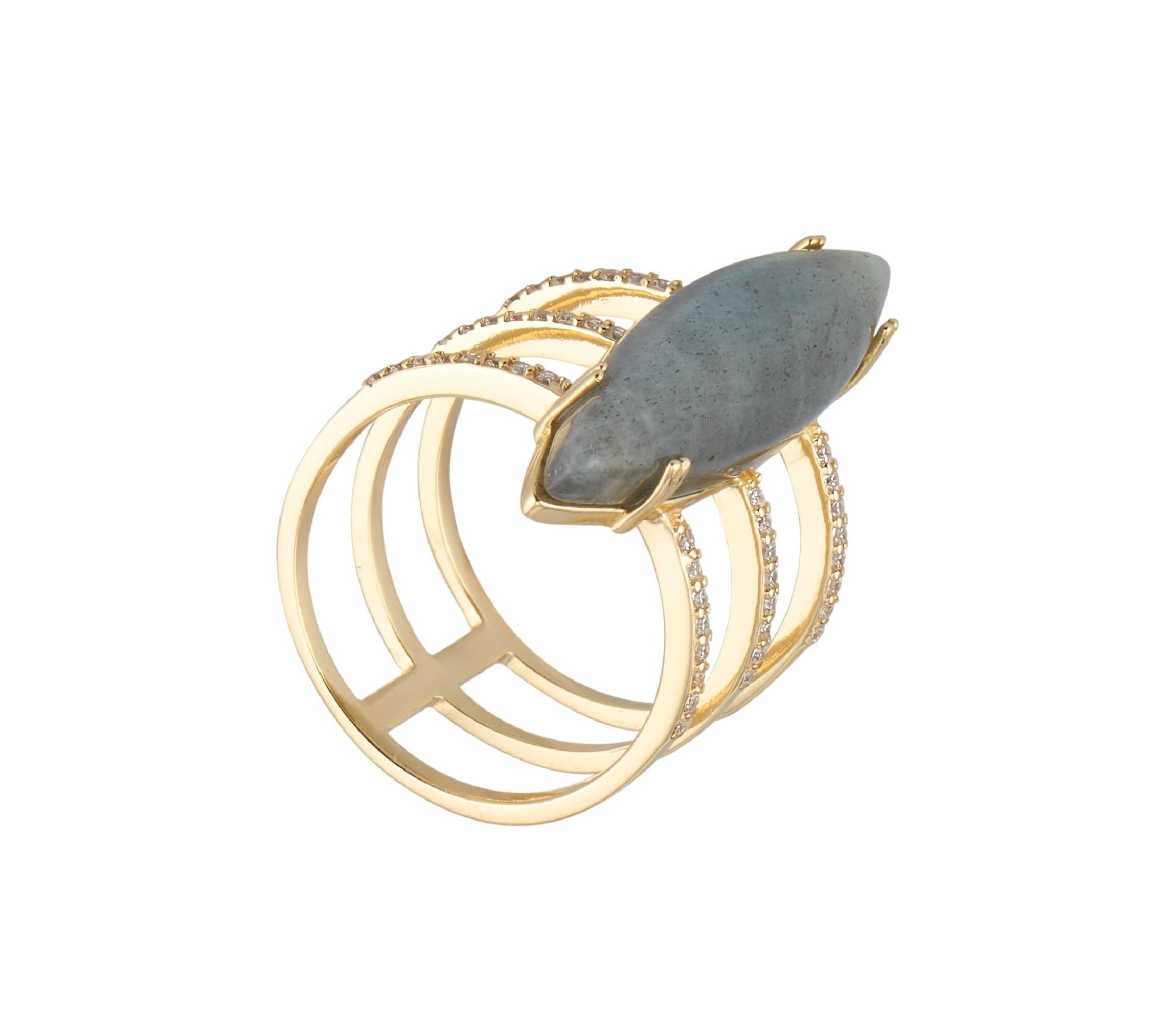 14k Gold Vermeil Labradorite Marquis Ring