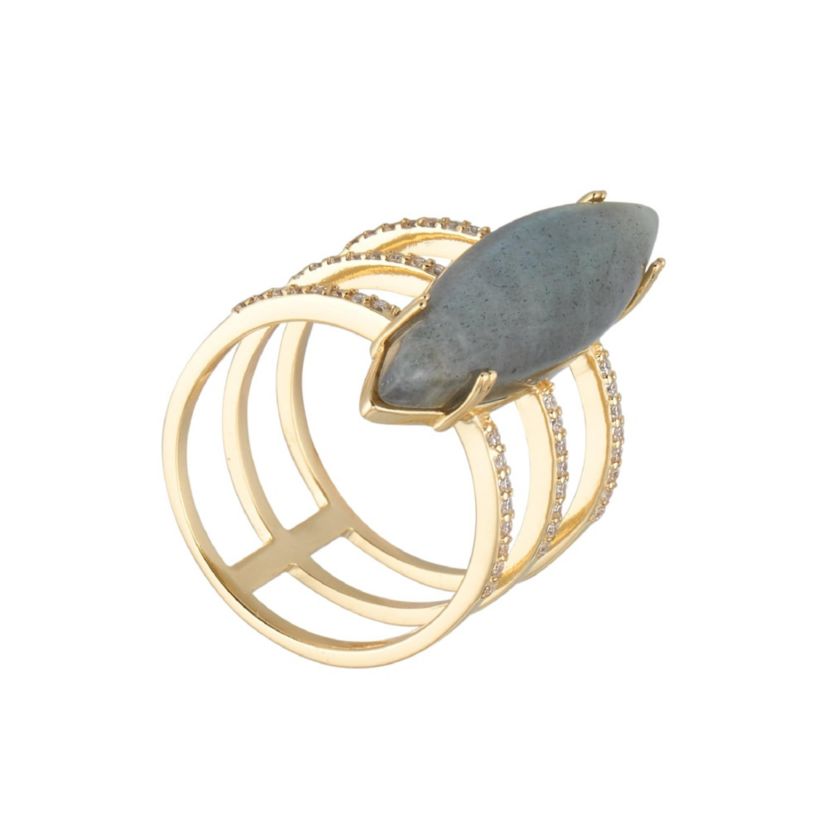 14k Gold Vermeil Labradorite Marquis Ring