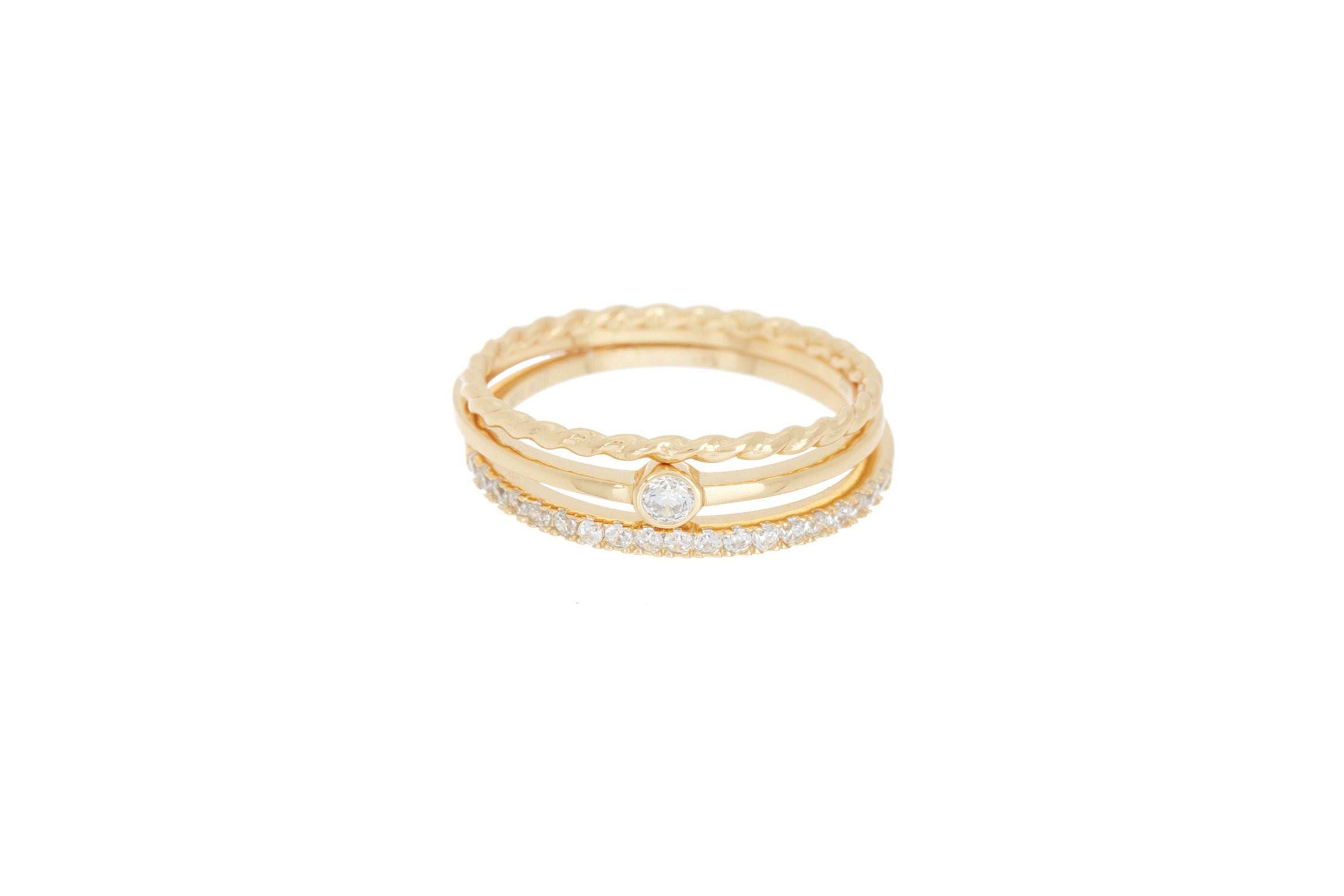 14k Gold Plated Three Band Ring Set