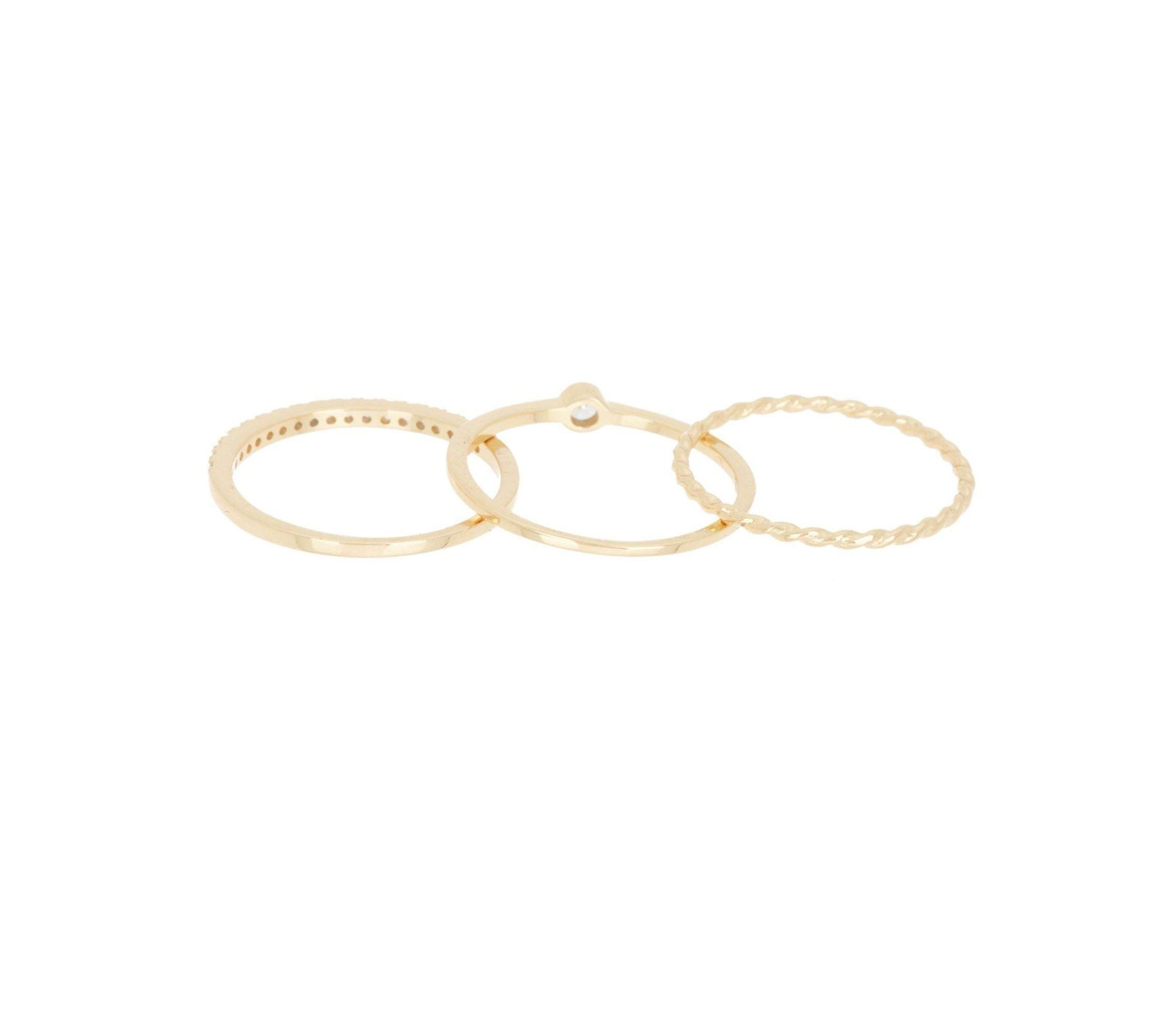 14k Gold Plated Three Band Ring Set