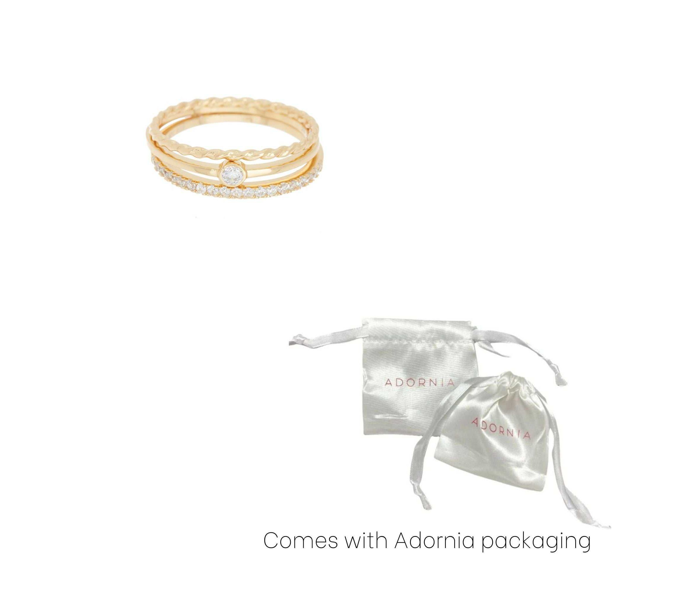 14k Gold Plated Three Band Ring Set