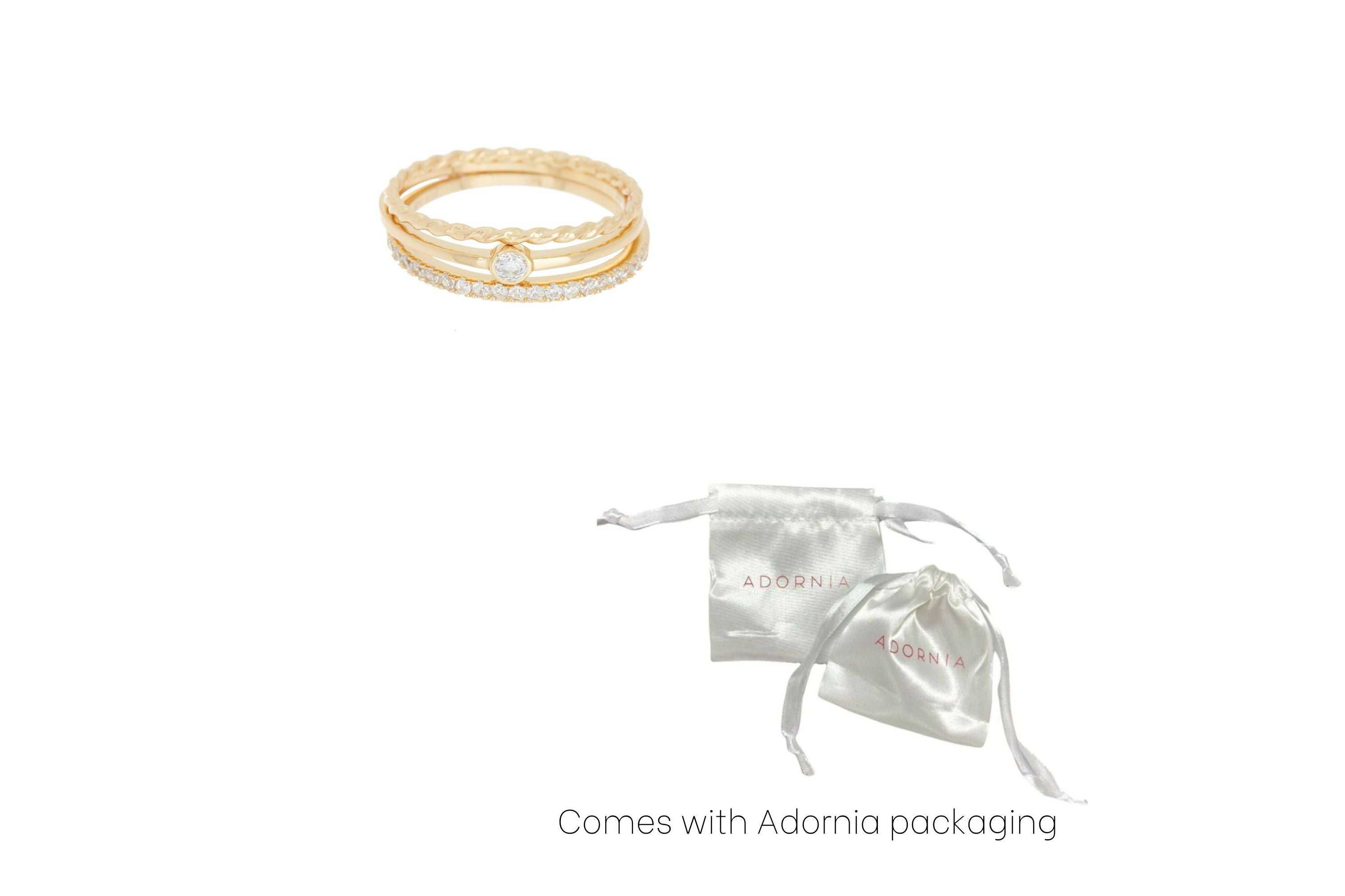 14k Gold Plated Three Band Ring Set