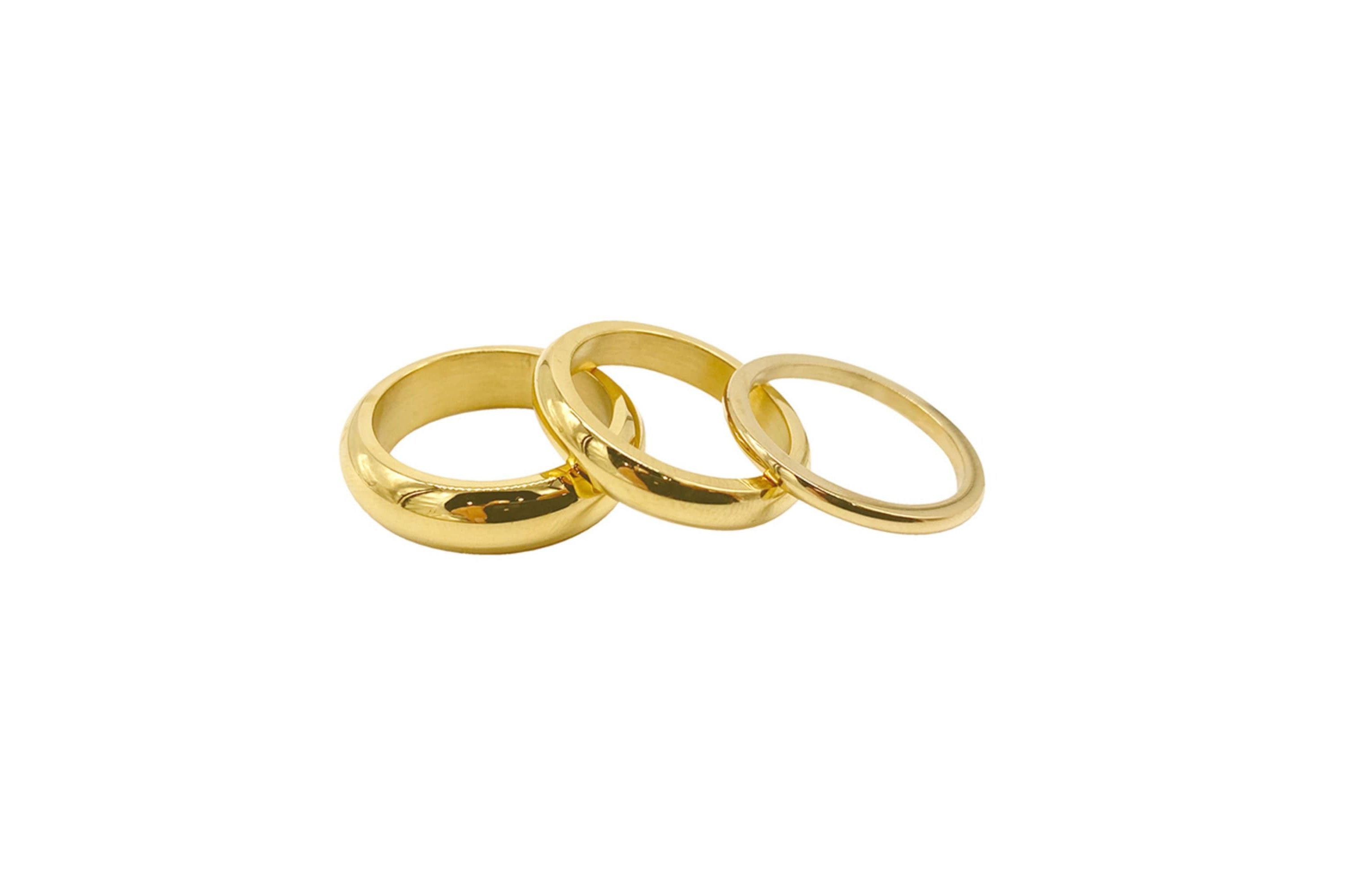Tarnish Resistant 14k Gold Plated Matte Stacking Band Set
