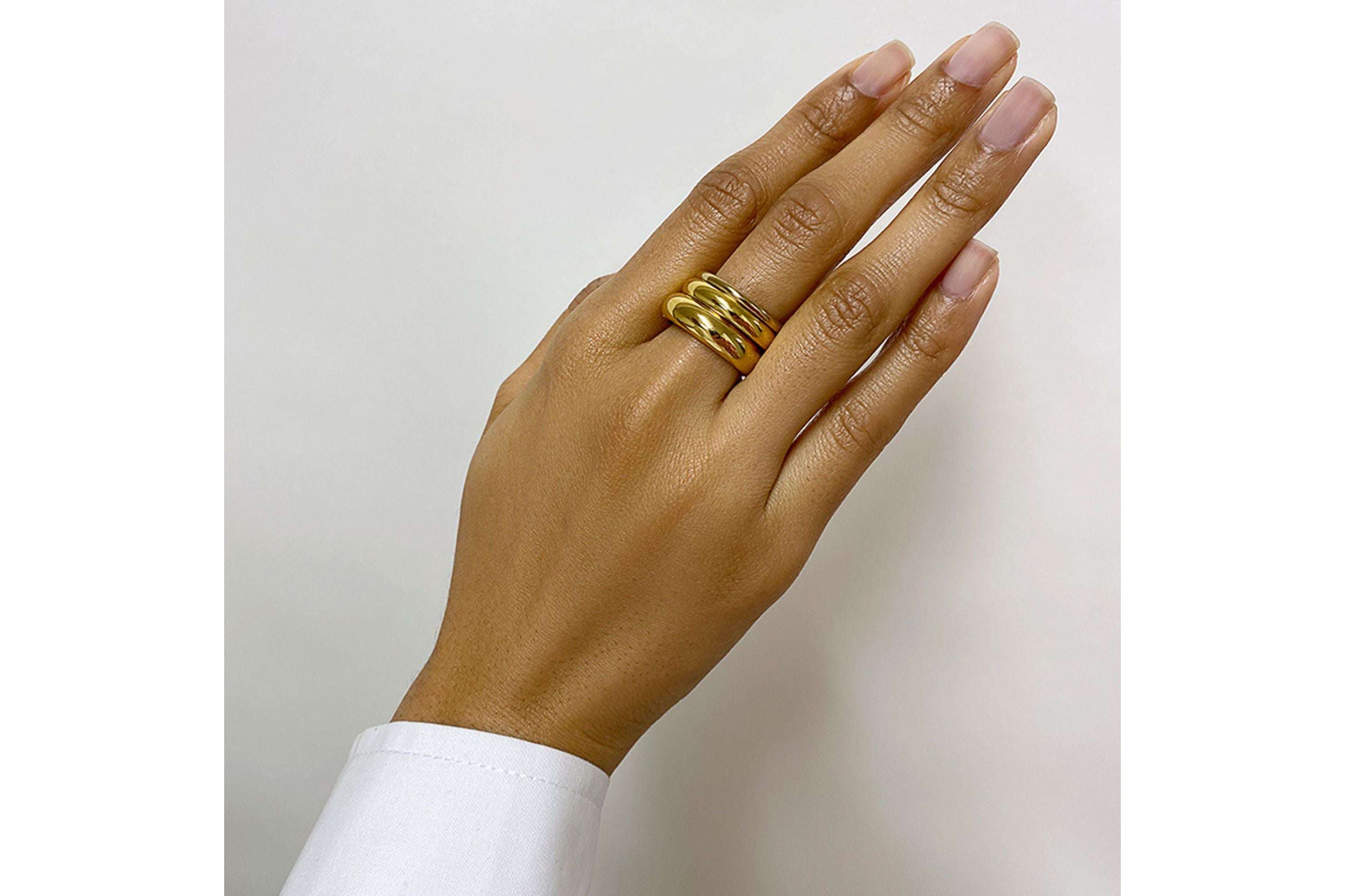 Tarnish Resistant 14k Gold Plated Matte Stacking Band Set